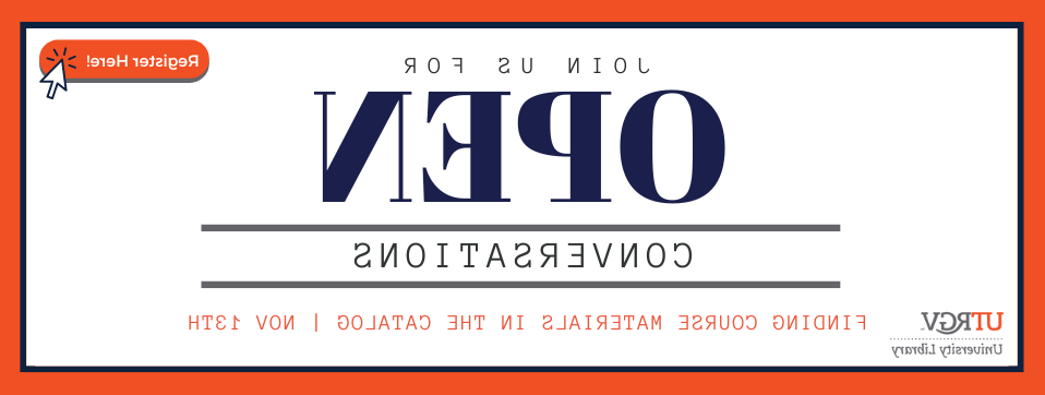 Click here to register for the Finding Course Materials in the Catalog Open Conversation Page Banner 